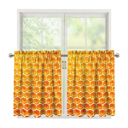 Honey Bee Hive Print Tier Curtains