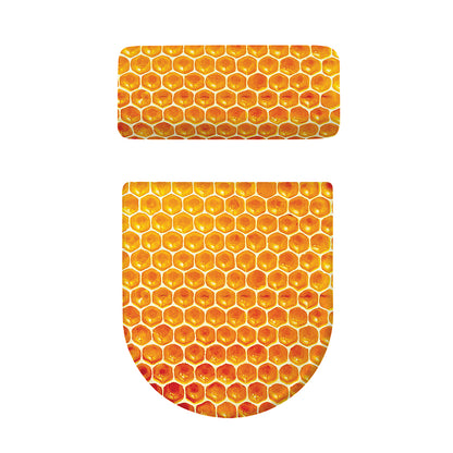 Honey Bee Hive Print Toilet Lid And Tank Cover Set