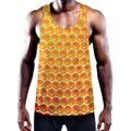 Honey Bee Hive Print Men's Workout Tank Top
