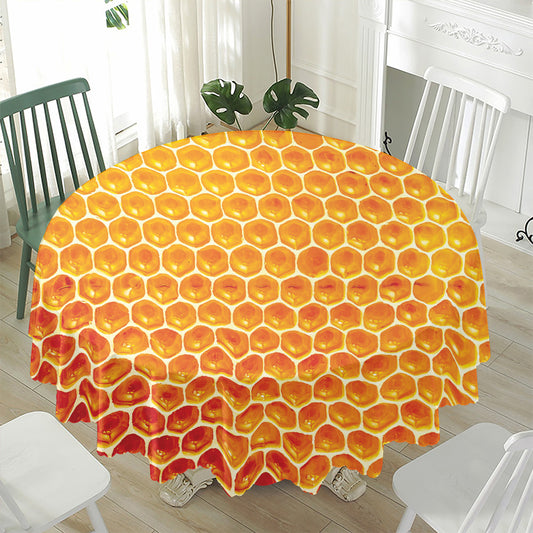 Honey Bee Hive Print Waterproof Round Tablecloth
