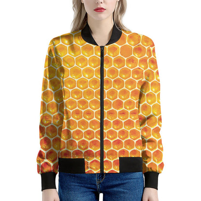 Honey Bee Hive Print Women's Bomber Jacket
