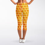 Honey Bee Hive Print Women's Capri Leggings