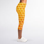 Honey Bee Hive Print Women's Capri Leggings