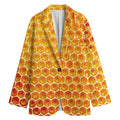 Honey Bee Hive Print Women's Cotton Blazer