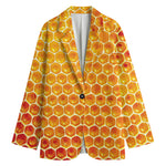 Honey Bee Hive Print Women's Cotton Blazer