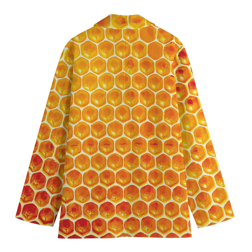 Honey Bee Hive Print Women's Cotton Blazer