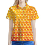 Honey Bee Hive Print Women's Polo Shirt