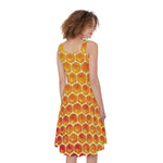 Honey Bee Hive Print Women's Sleeveless Dress