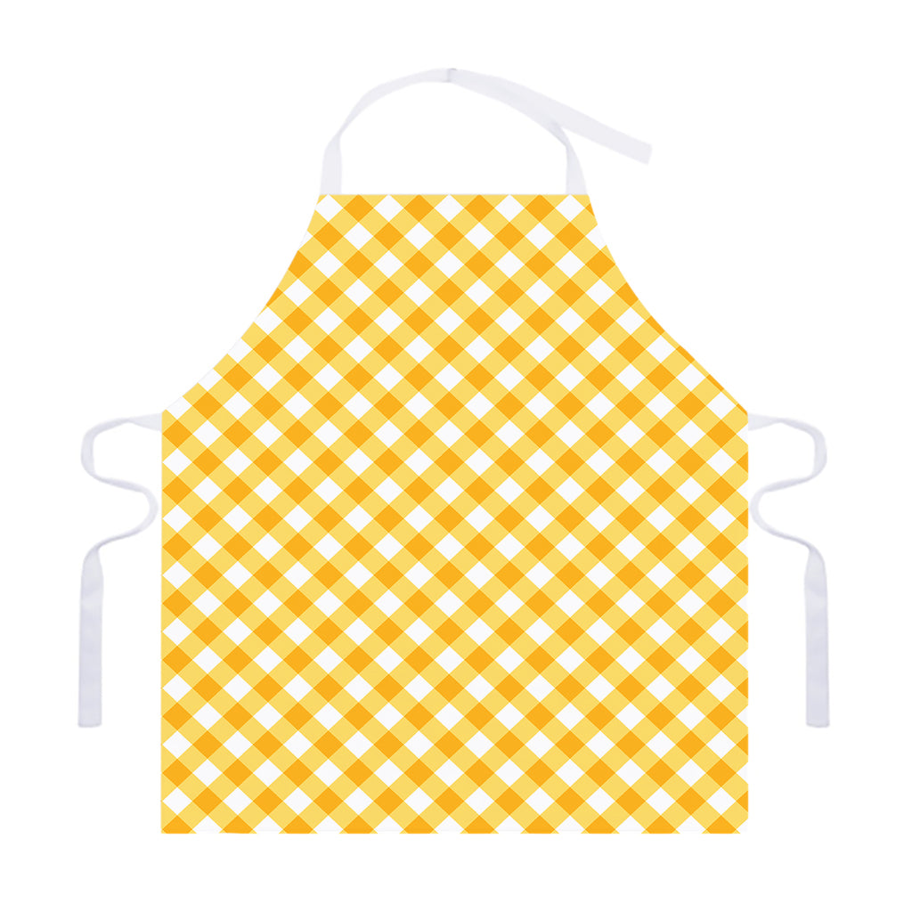 Honey Yellow And White Gingham Print Adjustable Apron