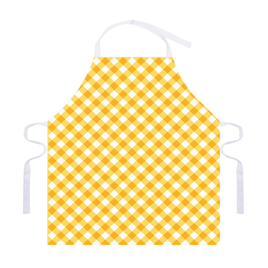 Honey Yellow And White Gingham Print Adjustable Apron