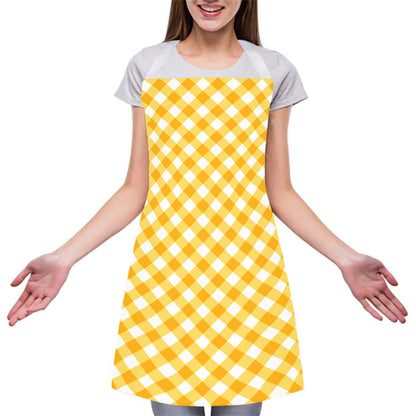 Honey Yellow And White Gingham Print Adjustable Apron
