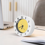 Honey Yellow And White Gingham Print Alarm Clock