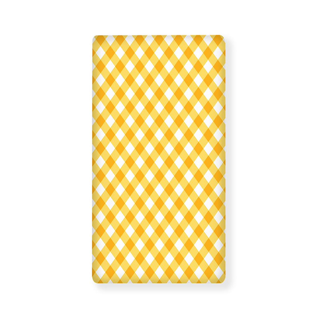 Honey Yellow And White Gingham Print Baby Crib Sheet