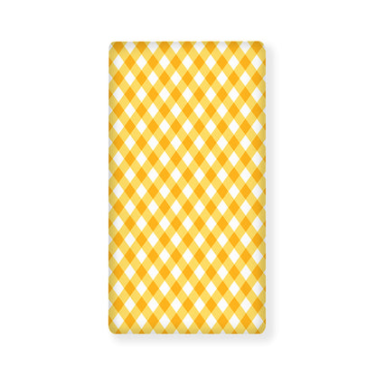 Honey Yellow And White Gingham Print Baby Crib Sheet