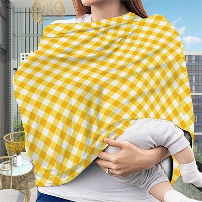 Honey Yellow And White Gingham Print Baby Seat Cover