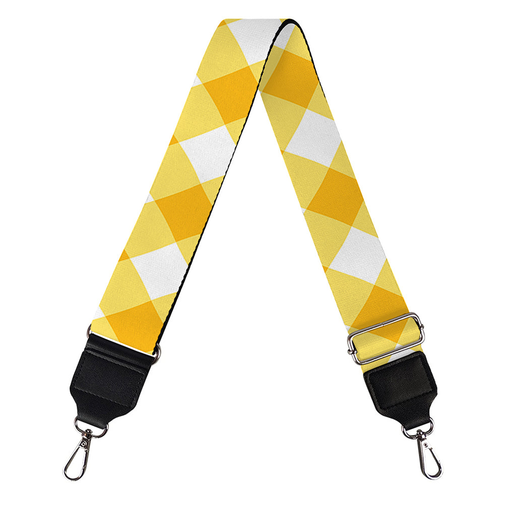 Honey Yellow And White Gingham Print Bag Strap