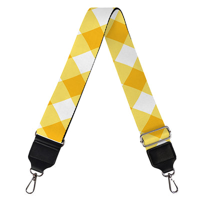 Honey Yellow And White Gingham Print Bag Strap