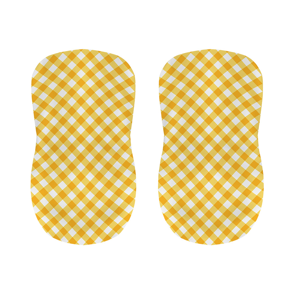 Honey Yellow And White Gingham Print Bar Stool Covers