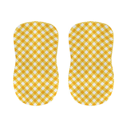 Honey Yellow And White Gingham Print Bar Stool Covers