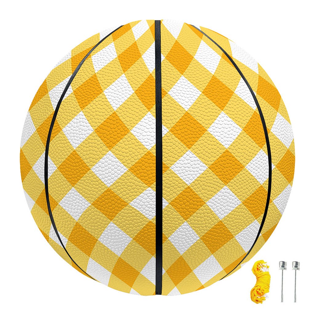 Honey Yellow And White Gingham Print Basketball