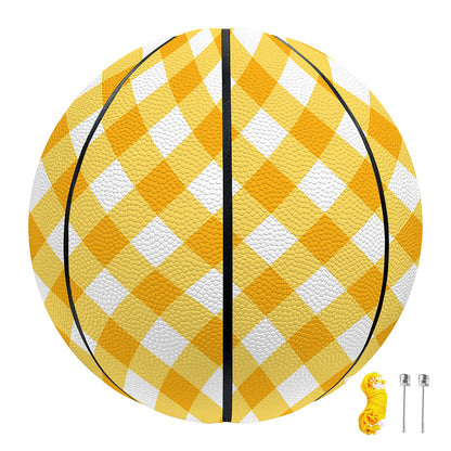 Honey Yellow And White Gingham Print Basketball