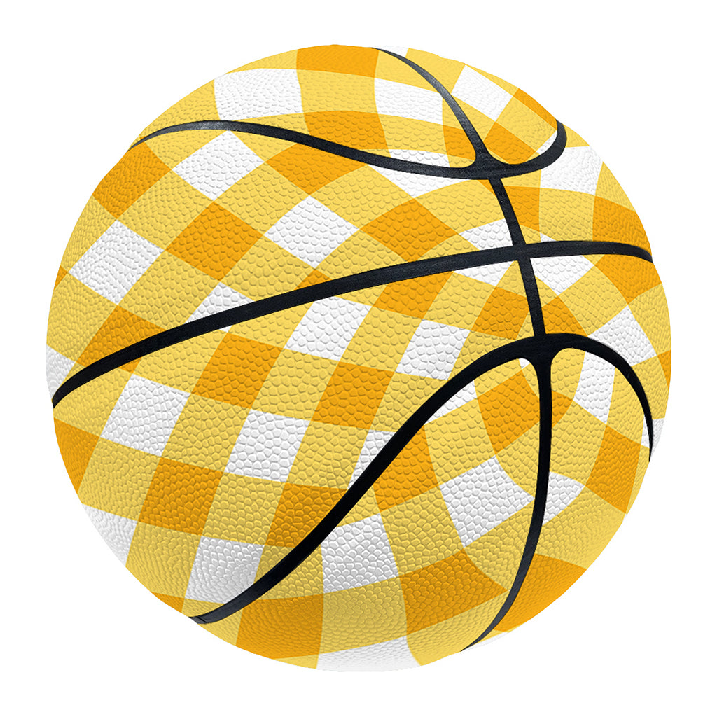 Honey Yellow And White Gingham Print Basketball