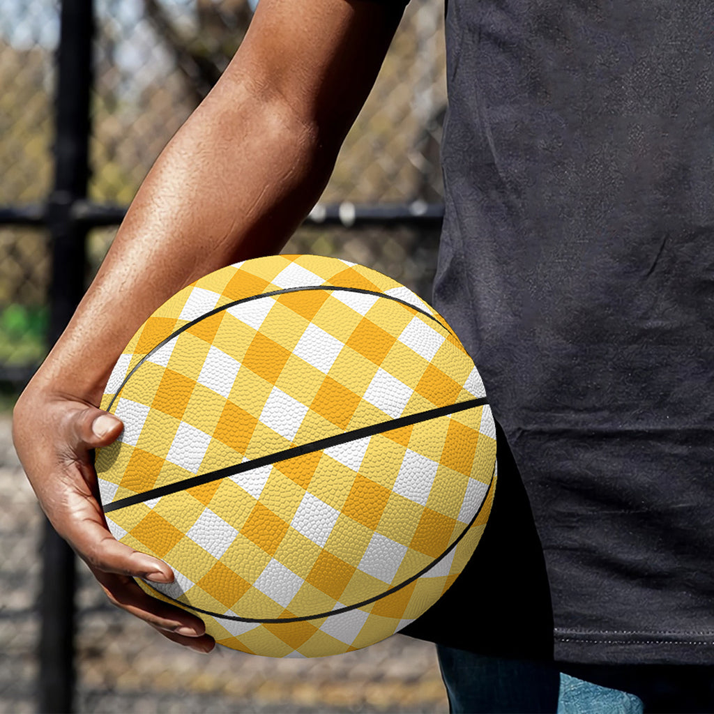 Honey Yellow And White Gingham Print Basketball