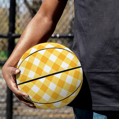 Honey Yellow And White Gingham Print Basketball