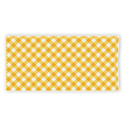 Honey Yellow And White Gingham Print Beach Towel