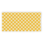 Honey Yellow And White Gingham Print Beach Towel