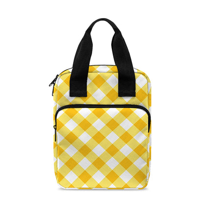Honey Yellow And White Gingham Print Bible Tote Bag