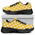 Honey Yellow And White Gingham Print Black Chunky Shoes