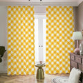 Honey Yellow And White Gingham Print Dimout Pencil Pleat Curtains