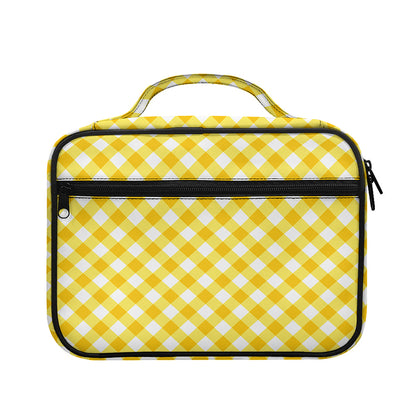 Honey Yellow And White Gingham Print Briefcase Bible Bag