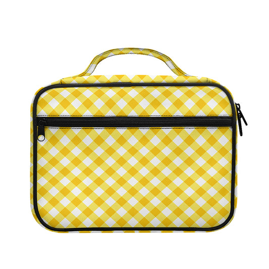 Honey Yellow And White Gingham Print Briefcase Bible Bag