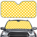 Honey Yellow And White Gingham Print Car Windshield Sun Shade