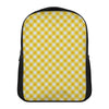 Honey Yellow And White Gingham Print Casual Backpack