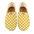 Honey Yellow And White Gingham Print Casual Shoes