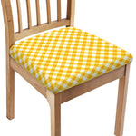 Honey Yellow And White Gingham Print Chair Cushion Cover