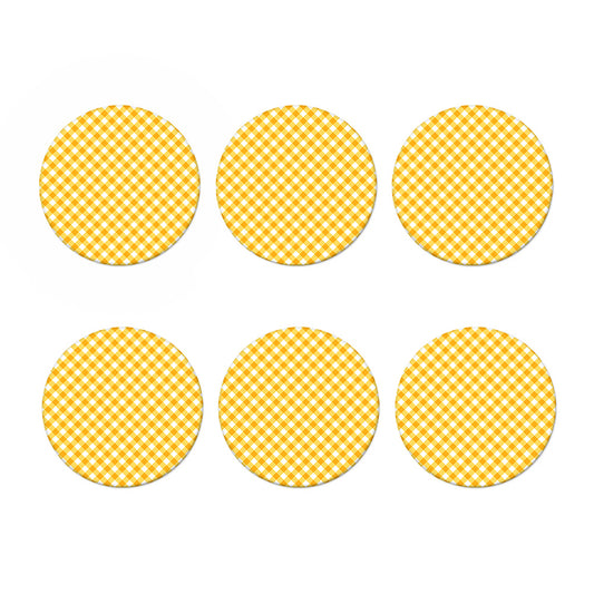 Honey Yellow And White Gingham Print Coaster Set