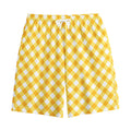 Honey Yellow And White Gingham Print Cotton Shorts