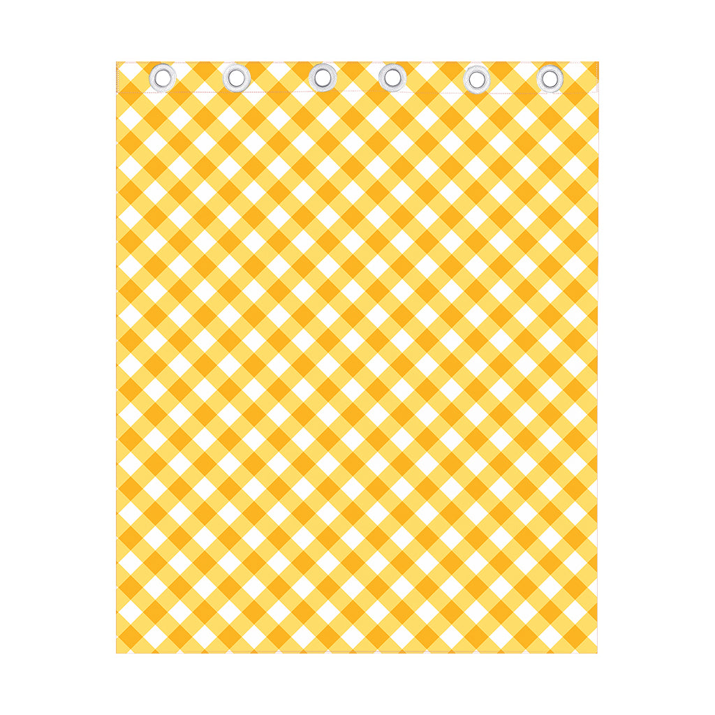 Honey Yellow And White Gingham Print Curtain