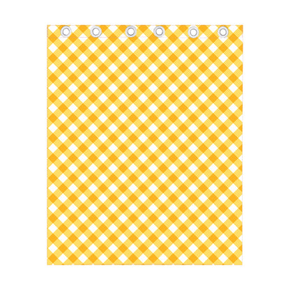 Honey Yellow And White Gingham Print Curtain