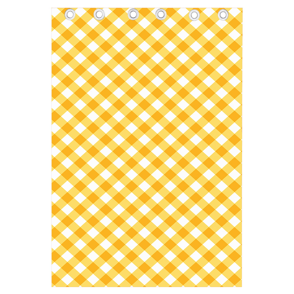 Honey Yellow And White Gingham Print Curtain