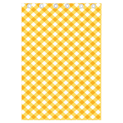 Honey Yellow And White Gingham Print Curtain