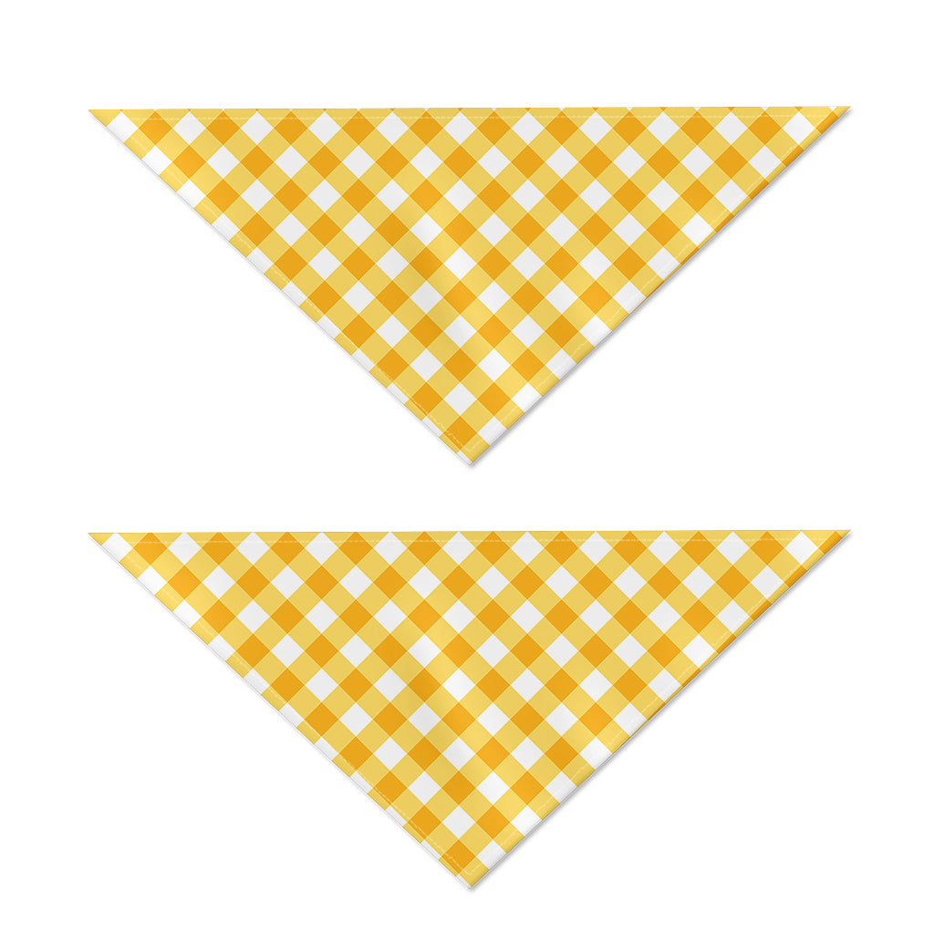 Honey Yellow And White Gingham Print Dog Bandana