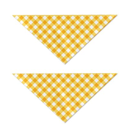 Honey Yellow And White Gingham Print Dog Bandana