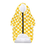 Honey Yellow And White Gingham Print Dog Zip Up Hoodie