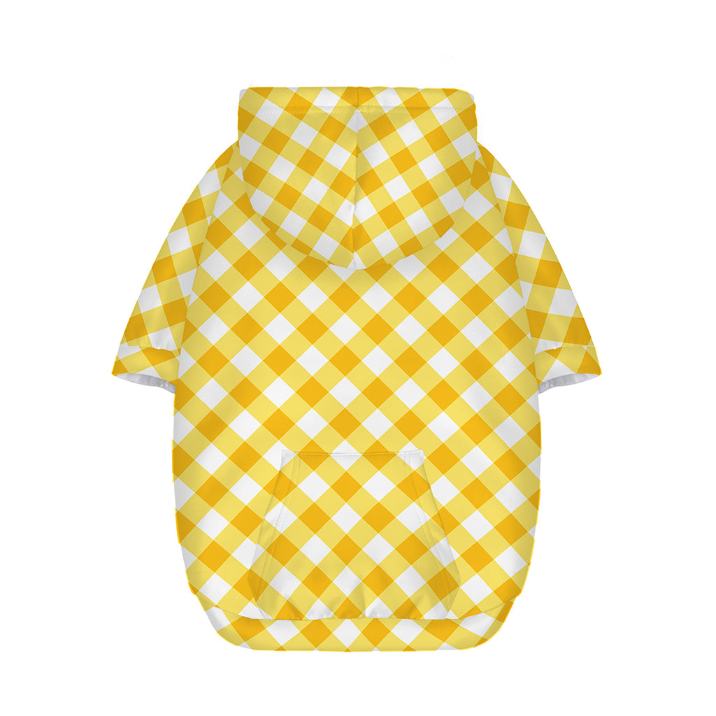 Honey Yellow And White Gingham Print Dog Zip Up Hoodie