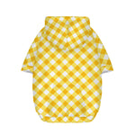 Honey Yellow And White Gingham Print Dog Zip Up Hoodie